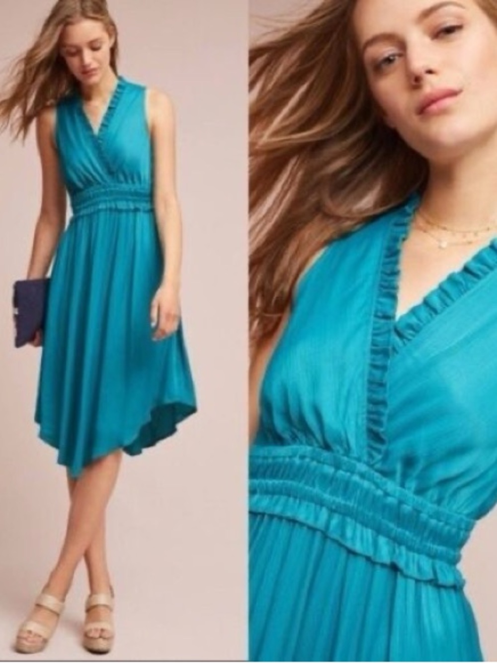 Anthropologie Maeve La Habana Teal Midi Dress Medium